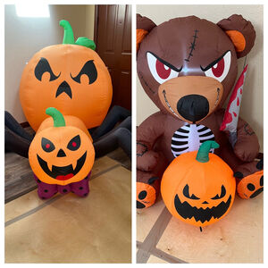 BUNDLE Holiday Decor Inflatable Halloween Pumpkins One Size Orange Brown